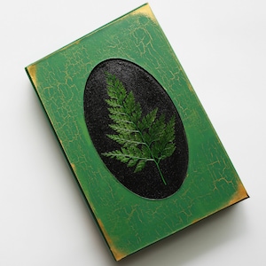 Handmade Journal, Rustic Fern Green Witch Grimoire, Nature Junk Journal Book
