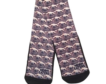 Sloth Socks - 4 Sizes - Made in USA | Sloths Socks | Fun Sloth Gift | Funky Socks | Crazy Socks | Funny Socks | Novelty Sock | Zoo Socks