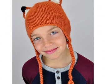 Fox with Tail Hat Knit Beanie Halloween Costume Boys Girls Kids Adult