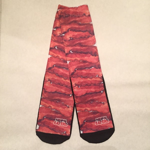 Bacon Socks - Hand Printed in USA - Bacon Gifts | Funky Socks | Crazy Socks | Unique Gift | Cute Gift | Kids, Boy, Girl, Women, Men