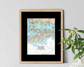 Estero Florida, Map Of Florida, Florida Water, Round Or Square Coasters, Fisherman Gift, Florida Gifts,Lovers Key Fishing Map,Fishing Prints