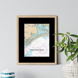 Fort Myers Beach, Map Of Florida, Round Or Square Coasters, Fisherman Gift, Florida Gifts, Florida Fishing Prints, Beach Themed Decor