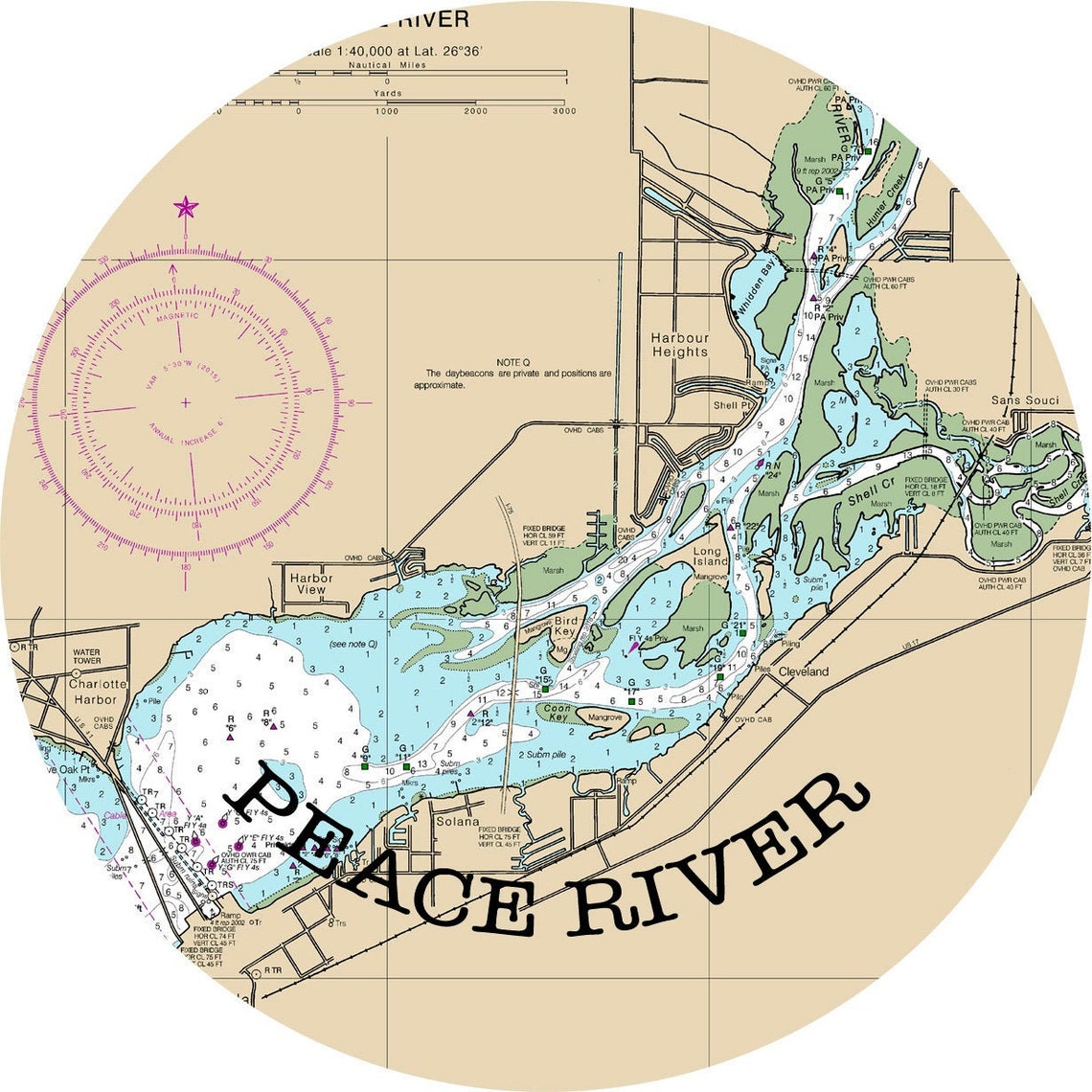 Peace River Map of Florida Round or Square Coasters Etsy