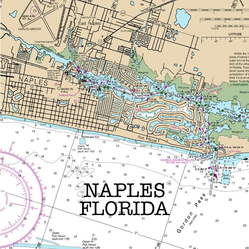 Marco Island Florida Water Map Of Florida Round Or Square Etsy