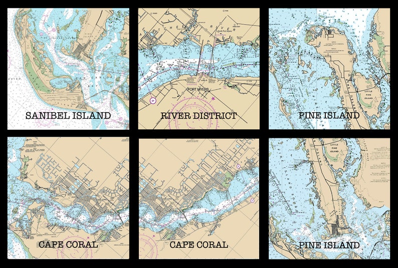 Cape Coral, Map of Florida, Round and Square Coasters, Florida Water