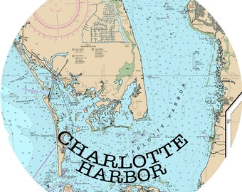 Map Of Florida, Charlotte Harbor, Round Or Square Coasters, Fisherman Gift, Florida Gifts, Florida Water, Lake House Decor, Punta Gorda