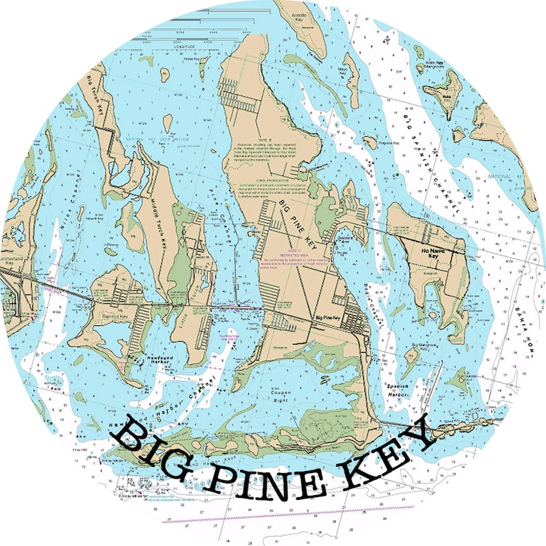 Big Pine Key Map of Florida Keys Round or Square Coasters Etsy