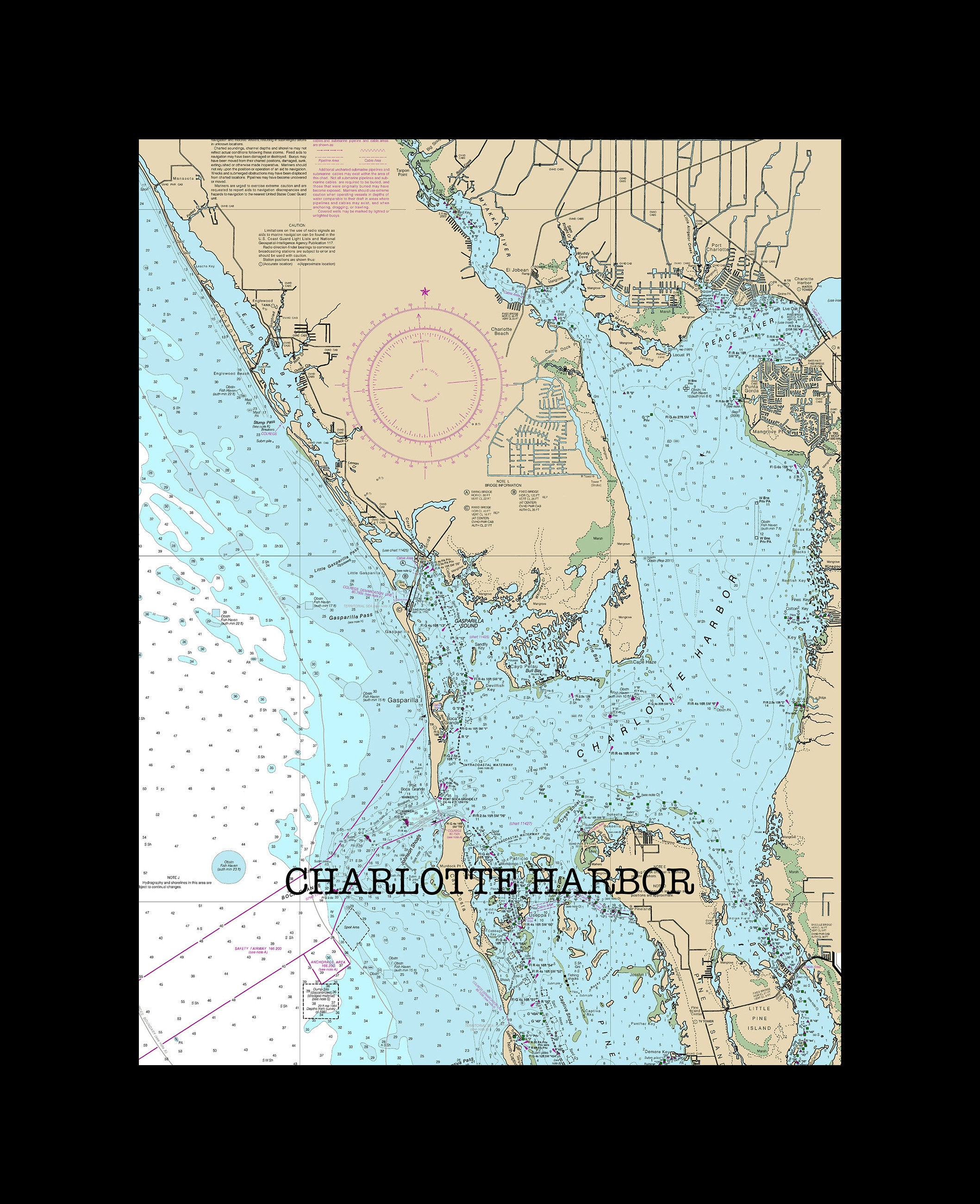 Port Charlotte, Map of Florida, Round or Square Coasters, Fisherman