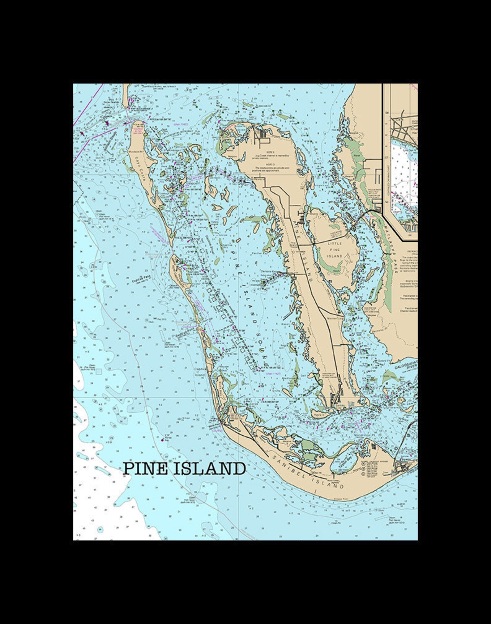 Pine Island, Map of Florida, Round or Square Coasters, Fisherman Gift, Lake House Decor, Fishing