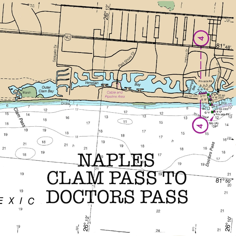 Marco Island Florida Water Map of Florida Round or Square Etsy