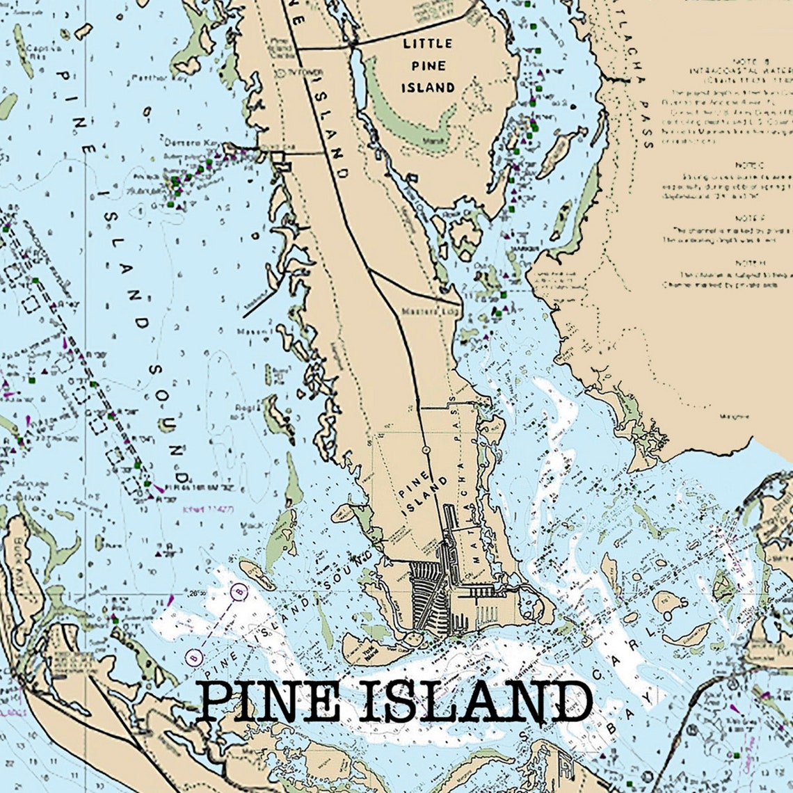 Pine Island Map of Florida Round or Square Coasters Etsy
