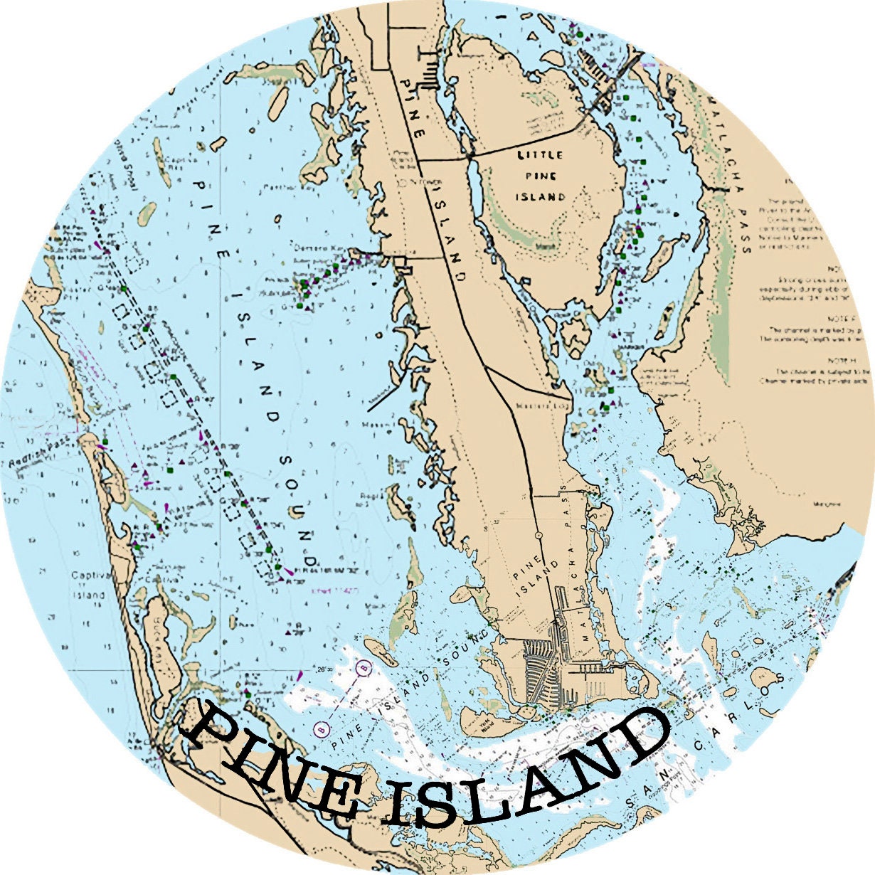 Pine Island, Map of Florida, Round or Square Coasters, Fisherman Gift