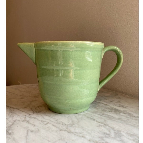 Vintage Bauer Pottery Gloss Pastel Kitchenware GPK Pastel Green 1 Quart Beater Pitcher Circa 1940's