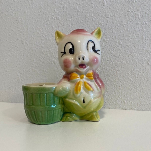 Vintage Shawnee Pottery Pig With Chimney Planter Circa 1950's