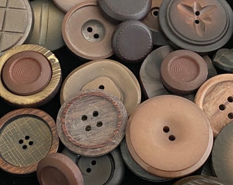 Group Of Vintage Plastic Buttons In Shades of Browns and Neutrals