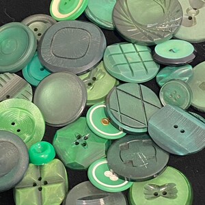 Group Of Vintage Plastic Buttons In Shades of Green