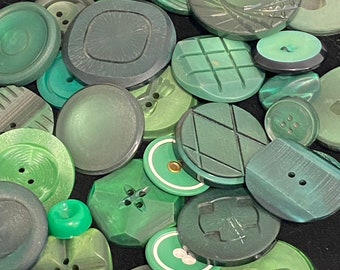Group Of Vintage Plastic Buttons In Shades of Green