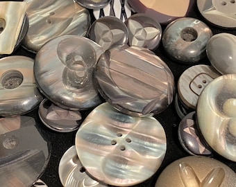 Group Of Vintage Plastic Buttons In Shades of Mother of Pearl and Neutrals