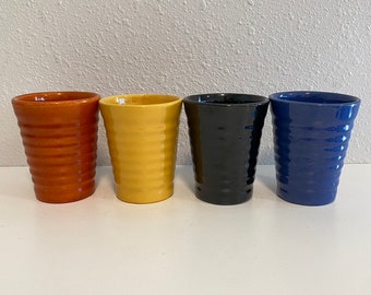 Set of 4 Vintage Bauer Pottery 6oz Ringware Tumblers Circa 1940's