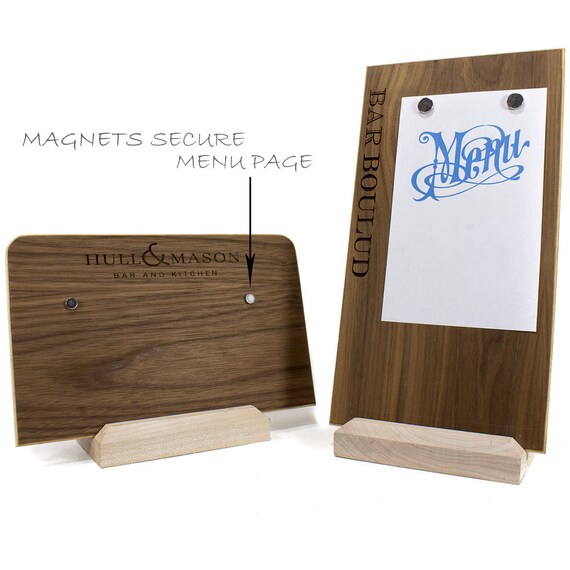 Custom Wood Menu Display Board With Laser Engraved Logo And Etsy