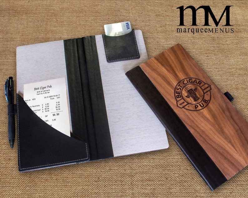 Custom Check Presenter Book With Bonded Leather Pocket free Laser