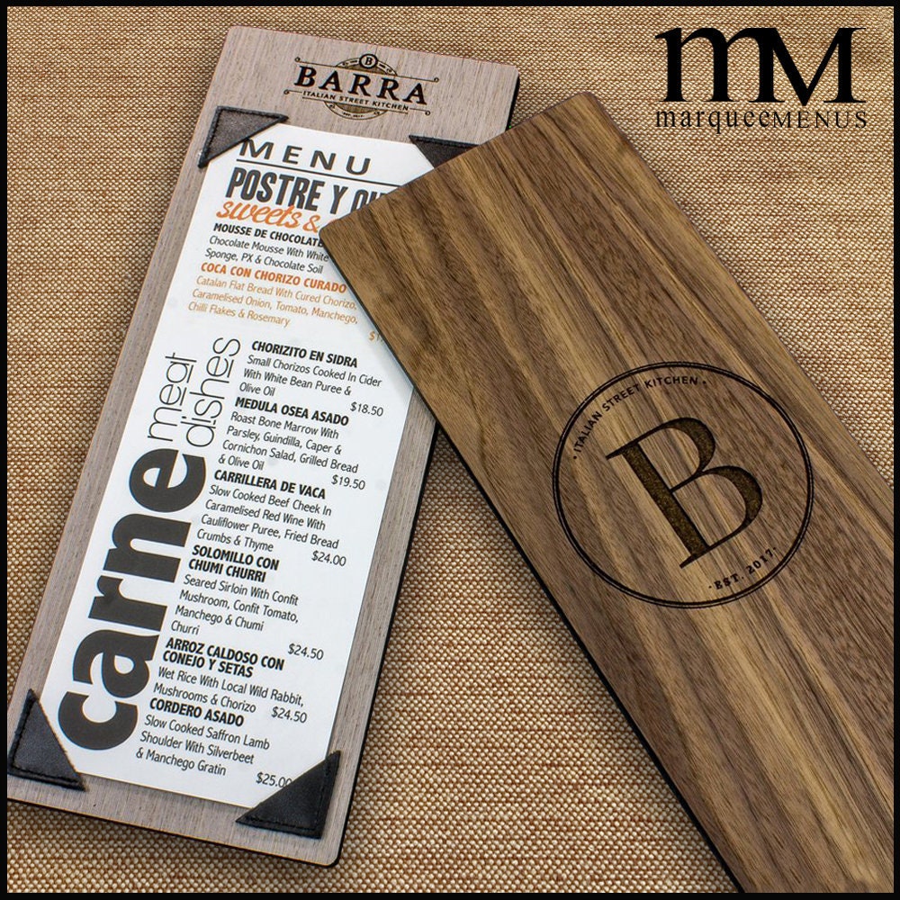 Custom Menu Holder with Genuine Leather Menu Corner Tabs FREE Etsy