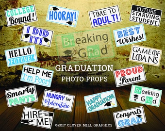 Graduation Breaking Grad Photo Props Double Sided Props - Free Shipping