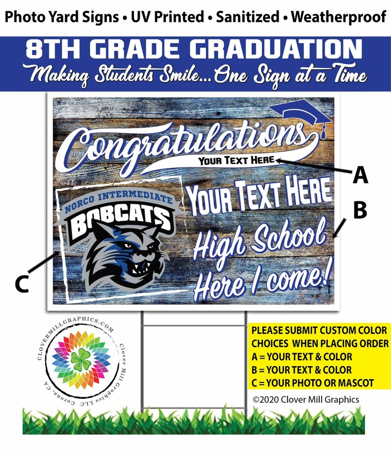 8Th Grade Graduation Photo Yard Lawn Signs 116 Etsy
