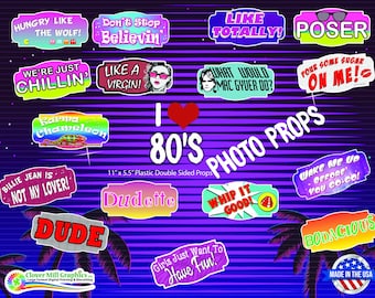 1980's  Party Pack Photo Booth Prop Signs