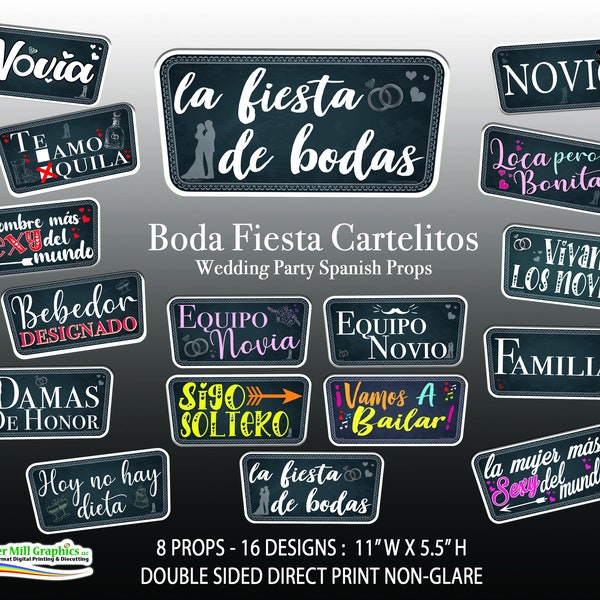 Boda Fiesta Cartelitos - Spanish Wedding Photo Prop Signs