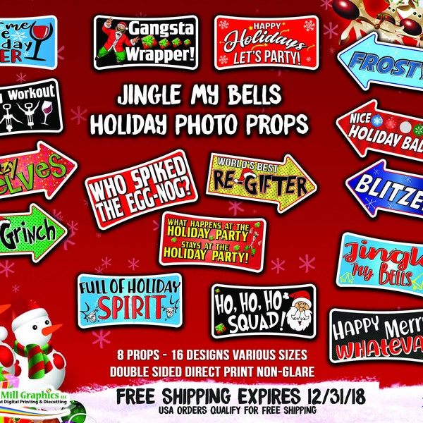 Christmas - Jingle My Bells Photobooth Prop Signs - FREE SHIPPING