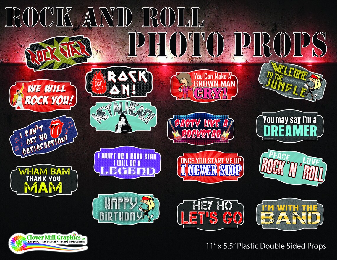 Rock &amp; Roll Party Photo Props - Etsy