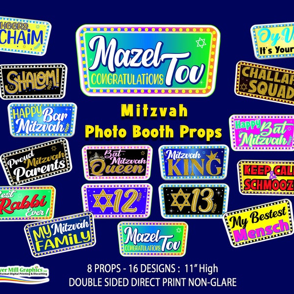 Bat & Bar Mitzvah Birthday Photo Prop Signs - Free Shipping!