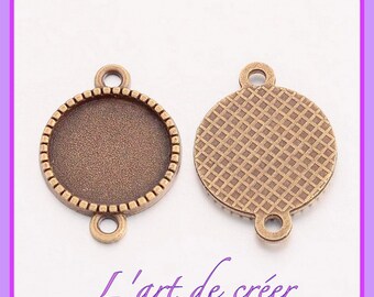 mini disc connector Peach SALE 10pcs B113 Gold plated 7.6mm Glass