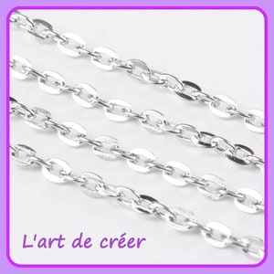 1 meter flat oval chain, silver silver, link 3 x 2 mm image 1