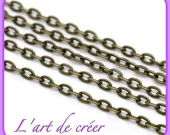 1 meter of Oval Chain, bronze brass color, 3x2mm link, fast shipping