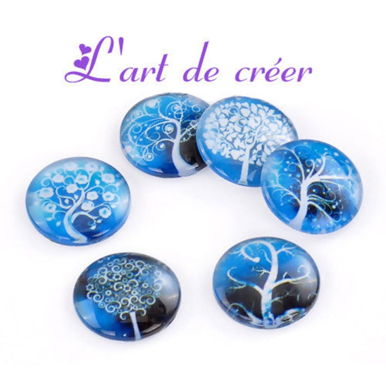 1 cabochon verre diamètre 25mm motif Arbre de vie image 1