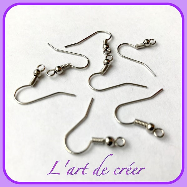 Lot de 50 dormeuses crochets  soit 25 paires de boucles d'oreille , ARGENT VIEILLI