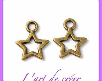 20 charms 12 x 10 mm Bronze tone star charms