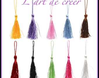 Set of 10 large tassel tassel POMPONS, imitation silk, 13.5 cm