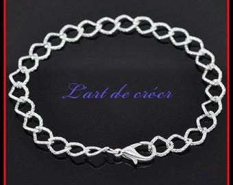 2 x chain bracelet charms, silver metal 20CM links 9x7mm, with clasp