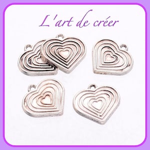 10 pendentifs ,Breloques COEUR couleur argent image 1