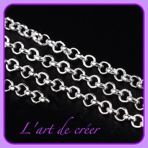 2 meters Silver chain, rolo link, round, 3 mm, fast shipping, silver