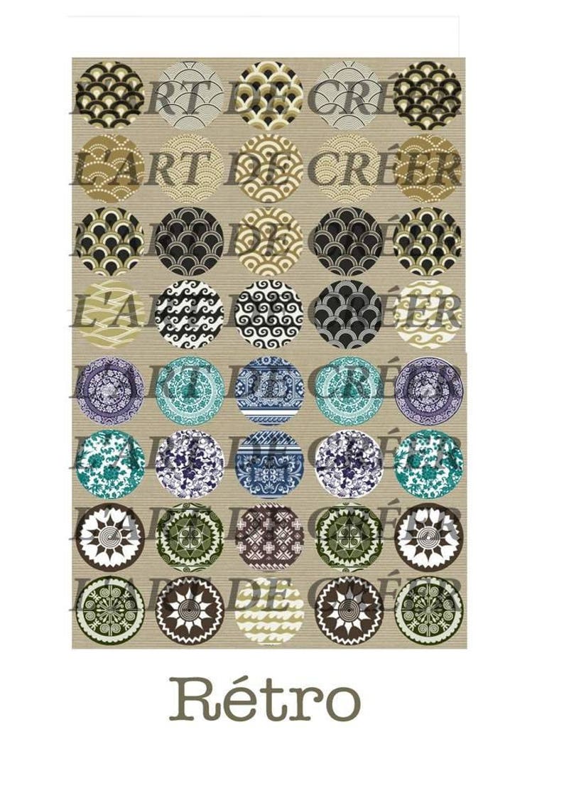 Digital prints of 40 cabochons 25mm Retro vintage image 1