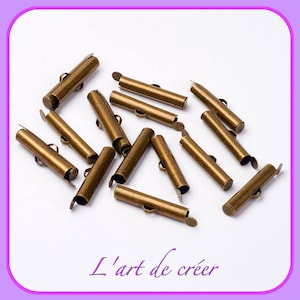 10 tips clip tubes 26 mm, 2.6 cm bronze brass, ball ideal Miyuki or jewelry chain