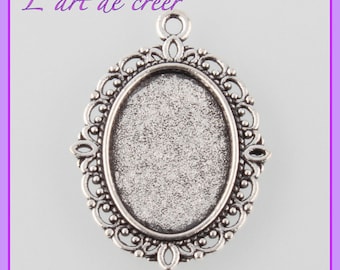 10 13 x 18 mm oval cabochon holder -silver color