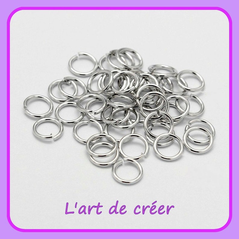 100 open junction rings silver 5 mm X 0.7 mm image 1