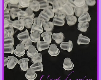100 x Clasp, stopper, pusher plastic rubber earring 4x4mm
