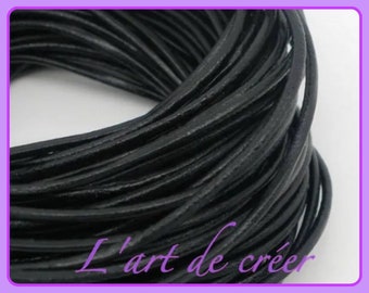 1 metre black leather cord, 1.5mm diameter