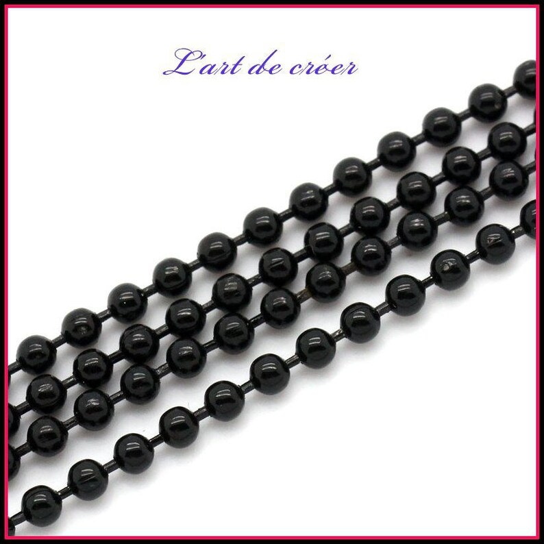 1 meter string balls Metal Black 2 mm black beads image 1